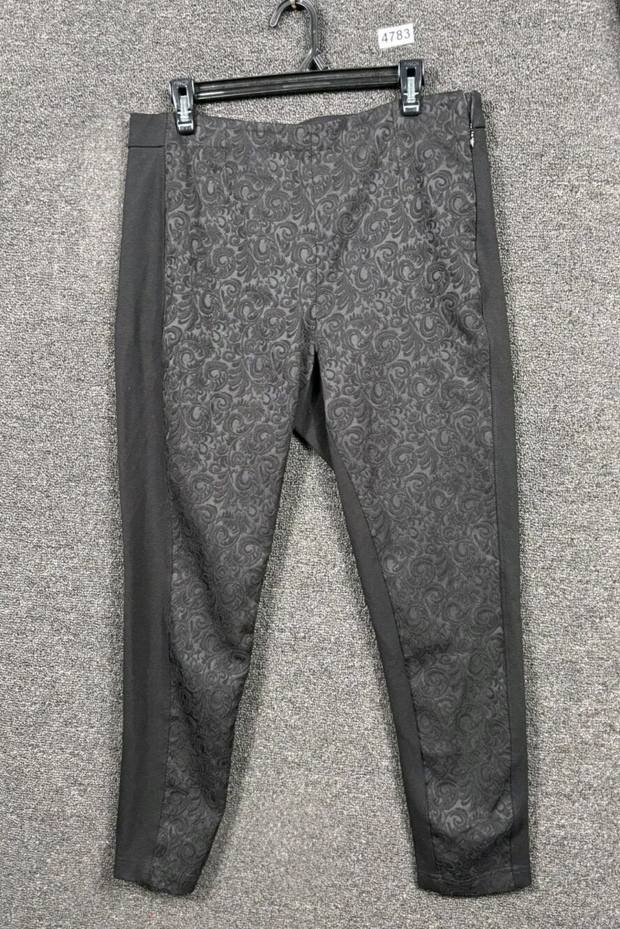 White House Black Market The Skinny Pants Womens Sz 12 Black Floral Lace Overlay